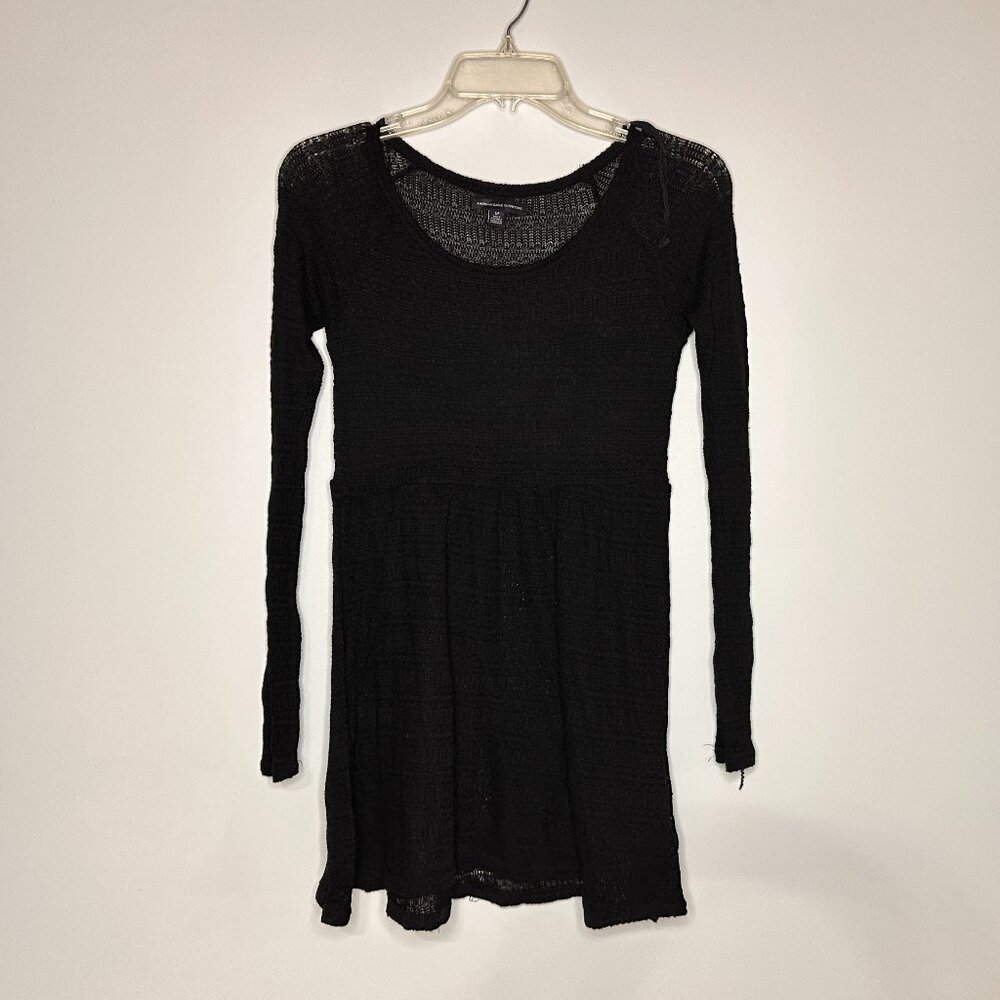 American Eagle Black Knit Long Sleeve Dress Women Size S